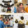 YEOCU 40th Birthday Decorations, Happy Birthday Banner with Honeycomb Balls, Gifts Hanging Swirl Streamers, Circle Dots Garland - Happy Birthday Party Decorations for Women Men (Black and Gold, 40th) view 4