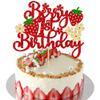 Ephlyn 1Pc Berry 1st Birthday Cake Topper Glitter Sweet Fruit Theme First Birthday Strawberry One Cake Pick for Strawberry Theme Baby Shower Kids 1st Birthday Party Decorations Supplies view 1