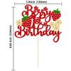 Ephlyn 1Pc Berry 1st Birthday Cake Topper Glitter Sweet Fruit Theme First Birthday Strawberry One Cake Pick for Strawberry Theme Baby Shower Kids 1st Birthday Party Decorations Supplies view 2