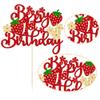 Ephlyn 1Pc Berry 1st Birthday Cake Topper Glitter Sweet Fruit Theme First Birthday Strawberry One Cake Pick for Strawberry Theme Baby Shower Kids 1st Birthday Party Decorations Supplies view 3