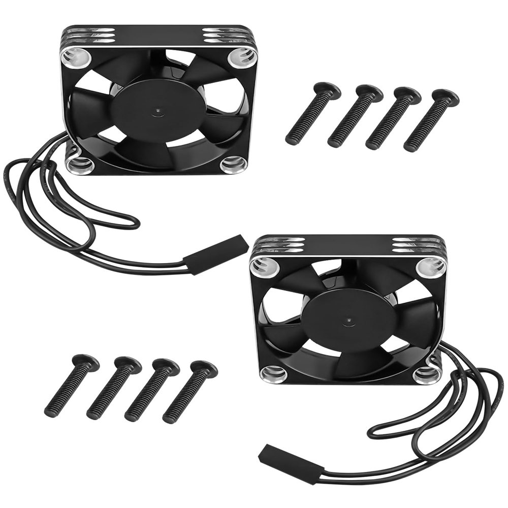 2 Pcs 35mm RC Motor Cooling Fan 21000RPM 8.4V, ESC Motor Cooling Fan Heatsink RC Car 1/8 1/10 Scale 3650 3660 540 550 Brushless Motor (Black Silver)