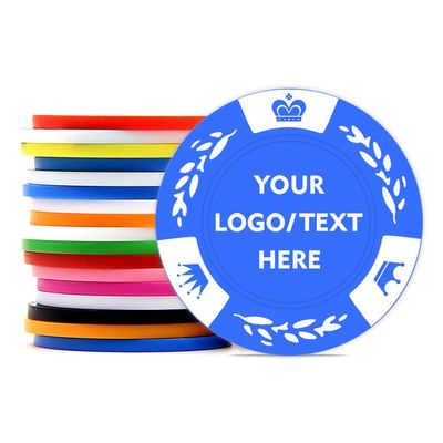 SUYANH 100 Personalized Poker Chips, Print with Your Text and Logo, Suitable for Corporate Event, Poker Night, Card Club, Board Game, Party (Blue)