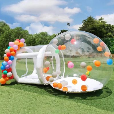 10FT Inflatable Bubble House Dome with Tunnel, Bubble House Dome Inflatable PVC Tarpaulin Dome Tent Decorative, Bubble Balloon House with Air Blower, Transparent Inflatable Dome for Party, Yard