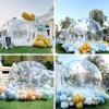 10FT Inflatable Bubble House Dome with Tunnel, Bubble House Dome Inflatable PVC Tarpaulin Dome Tent Decorative, Bubble Balloon House with Air Blower, Transparent Inflatable Dome for Party, Yard view 4