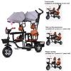 JIYIAN 4-in-1 Twin Baby Stroller Tricycle,Double Seat Bicycle, Infant Child Trolley, Travel Umbrella Carriage Children's tricyclec Walking Artifact,Pink view 3