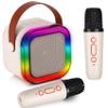 Mini Karaoke Machine with 2 Wireless Microphones, Kids Karaoke Machine for Girls 18 Pre-Loaded Songs 4, 5, 6, 7, 8, 10, 12+ Years Old Teens Birthday White Blue (White) view 1