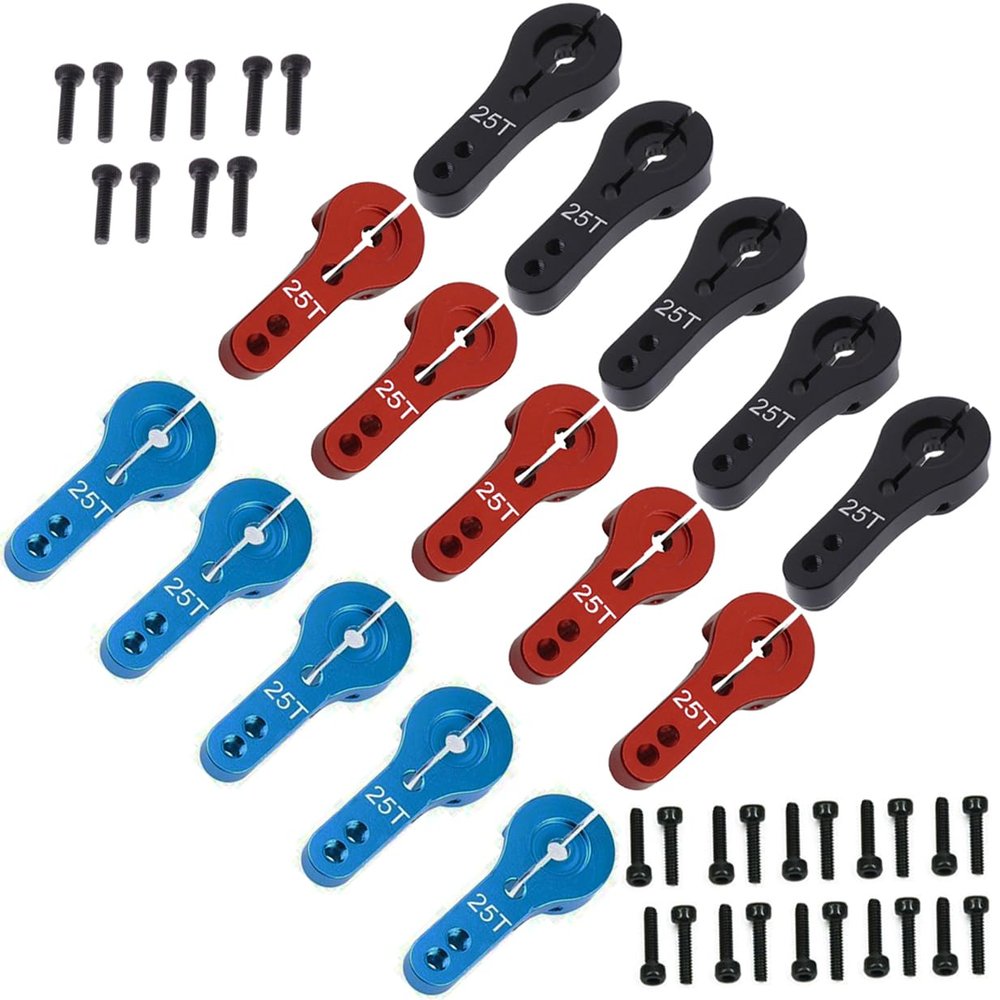 10PCS 25T Aluminum Servo Horns M3 Threads Metal Steering Arm & 25T Aluminum Servo Horns M3 Threads Metal Steering Arm