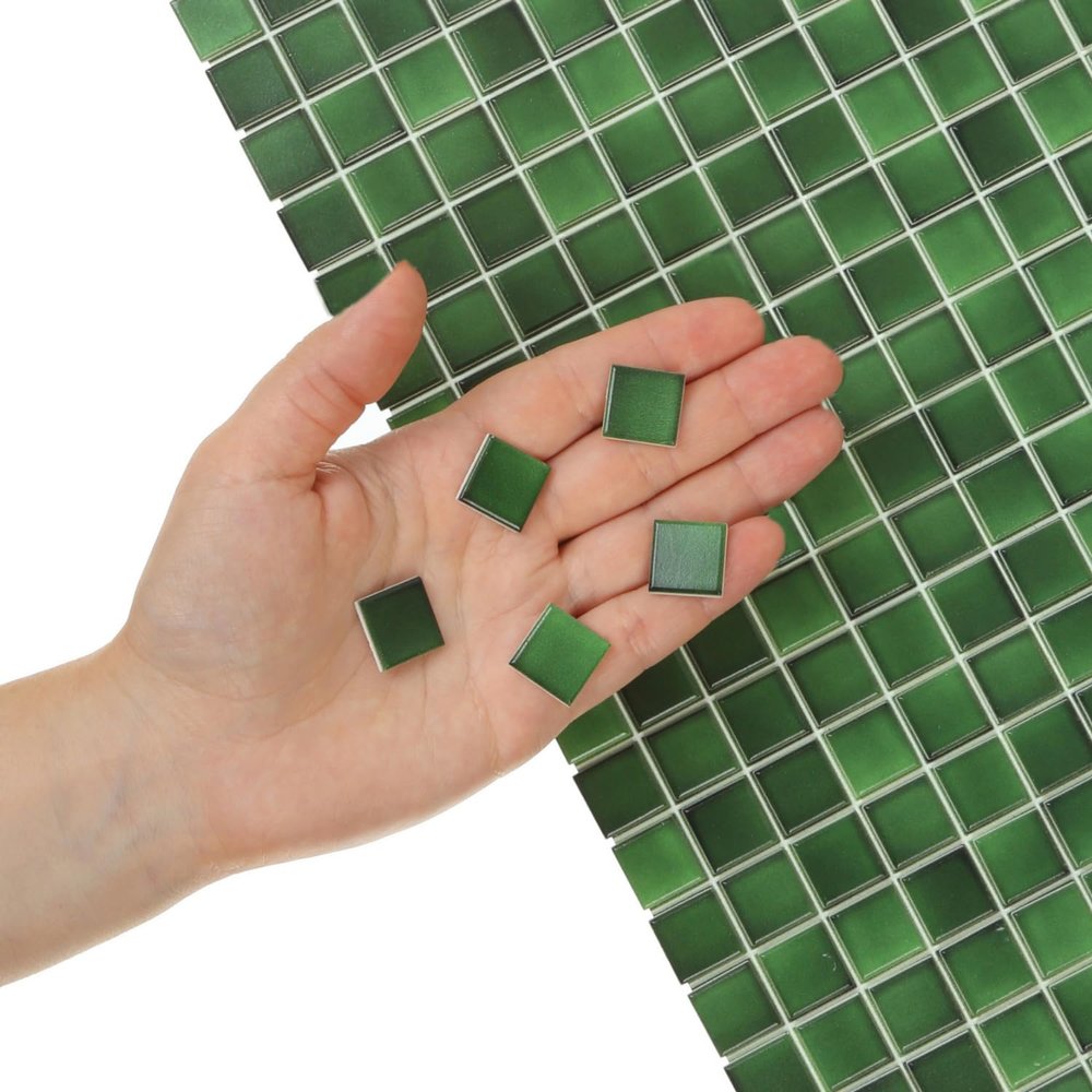 150 pcs, Dollhouse Flooring, 1:12 Scale Doll House Tiles, Miniature Checkerboard Floor, REDUCIO! (Emerald Gloss)