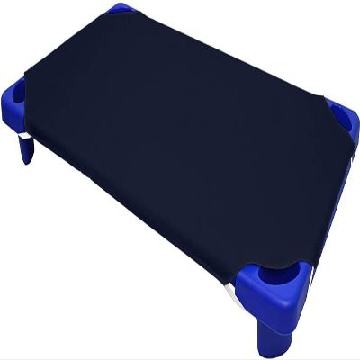 10 Pieces Toddlers Cot Sheets for Daycare Preschool Standard Size 23 x 52 Inch Soft Breathable Nap Sheet Polyester Cotton Navy Blue Cot Sheet for Boys Girls Naptime Sleeping for Cots Mat