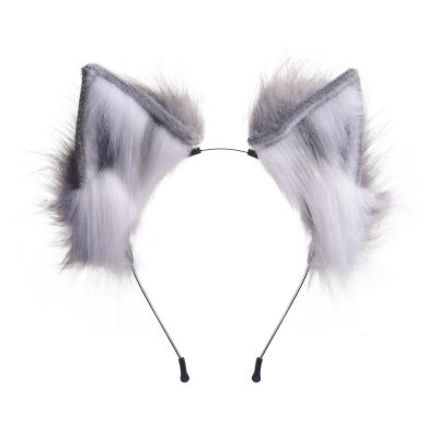 Ravakeny Handmade Wolf Cat Fox Ears, Faux Fur Halloween Animal Cosplay Ear Costume Party Fancy Dress Headwear for Kids, Girls, Women (Style A)