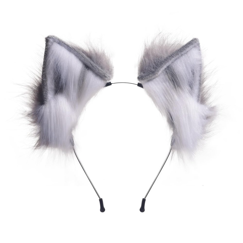 Ravakeny Handmade Wolf Cat Fox Ears, Faux Fur Halloween Animal Cosplay Ear Costume Party Fancy Dress Headwear for Kids, Girls, Women (Style A)