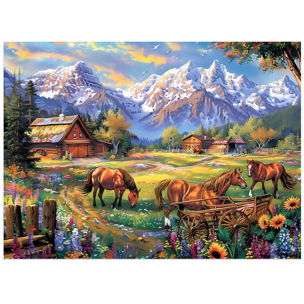 500 Piece Jigsaw Puzzle for Adults - Flowers, Mountain, Horse Themes - Funny Challenging Gift for Family Friends, 21 x 15 in