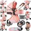 2 in 1 Baby Stroller Reversible Portable Standard Stroller Convertible Pushchair Infant Buggy Baby Carriage Foldable High Landscape Pram for Toddler Newborn (225 Pink) view 1