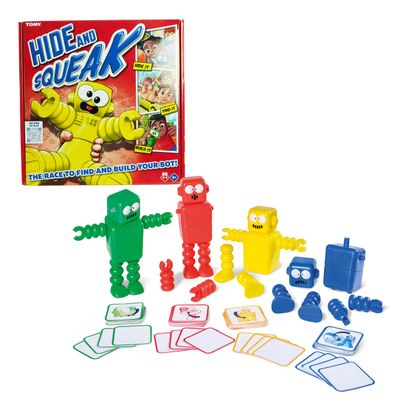 TOMY Hide and squeak robots, robot building scavenger hunting games for kids, active indoor games, kids games for 4 year olds and older