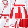 Asian Traditional Dress Kimono Robe for Kids Girls Costume Silk Folding Fans hairstick CosplayWhite Red 140cm view 4