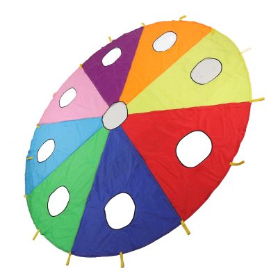 Akozon Kids Outdoor Umbrella Parachute Play Set, 9 Holes Round Shape, Interactive Mole Pounding Game, and Construct, Skill Development Tool for Group Play and
