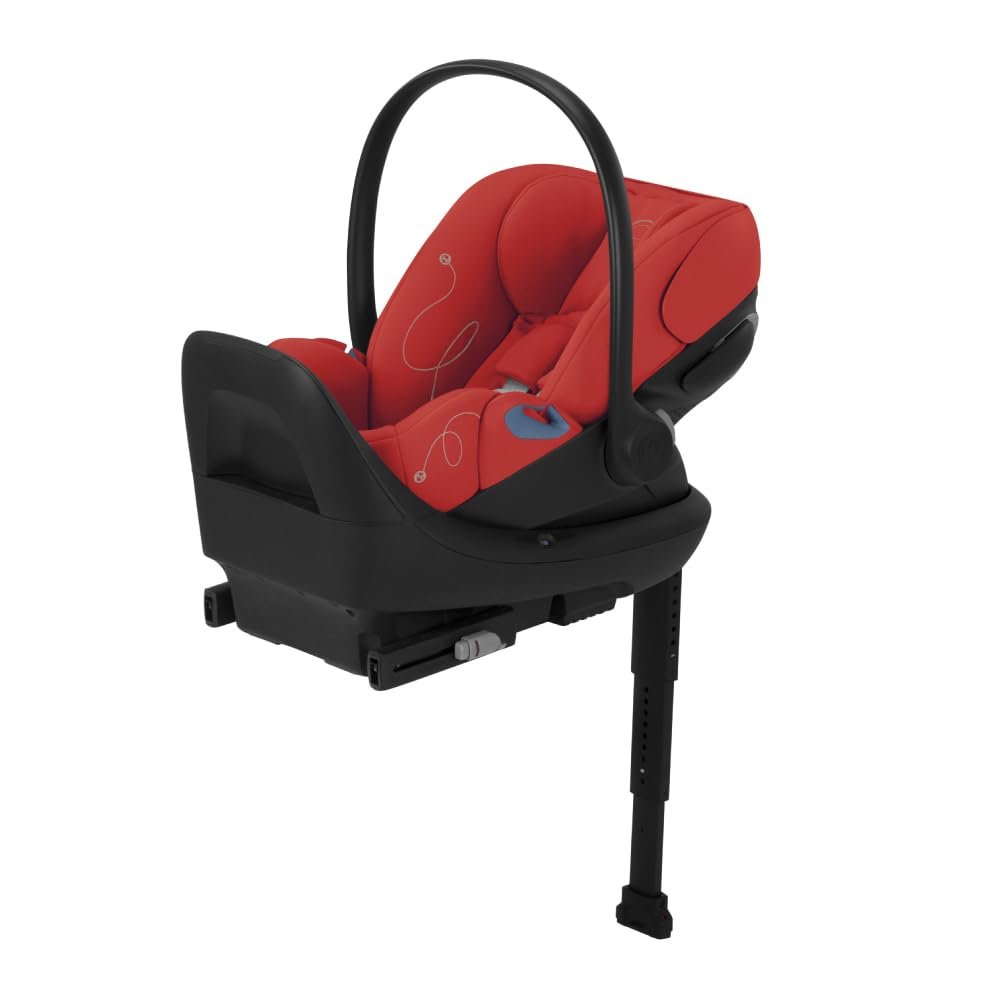 Cybex Cloud G Lux Comfort Extend Infant Car Seat with Anti-Rebound Base, Load Leg, Linear Side Impact Protection, Latch Install, Ergonomic Full Recline, Extended Leg Rest, Hibiscus Red