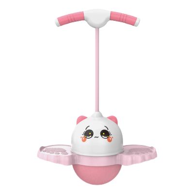 GLANSI Kids Pogo Stick, Jump Stick for Kids, Pogo Jumper with Handle, Anti-Slip Jumping Stick, Waterproof Growing Pogo Sticks, Kindergarten Fitness Exercise Bouncing Ball for Balance Ability, Pink
