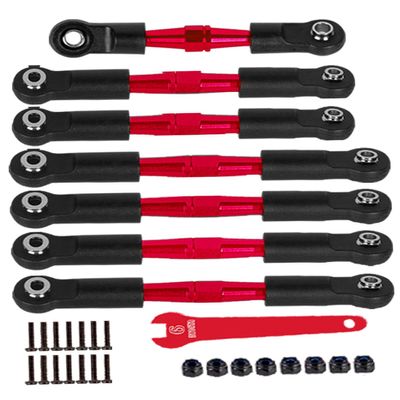 hopsupRC RC Adjustable Turnbuckles Upgrades Part for 1/10 Slash/Rustler/Stampede/Bandit VXL 2WD, Adjustable Turnbuckles Camber Links Toe Link,Red7PCS