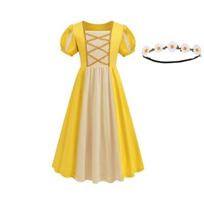 Youfenlove Renaissance Medieval Dress Princess Dress Girls Irish Costume Cosplay Retro Gown Birthday Halloween Xmas Party (Yellow,12-18 Months)