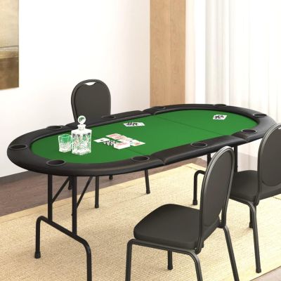 Homgoday Folding Poker Table for 10 Players Green 206x106x75cm Gaming Tables and Poker Furniture
