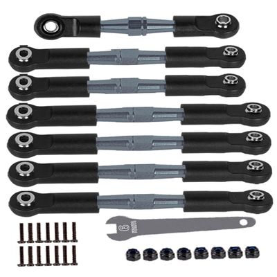 hopsupRC RC Adjustable Turnbuckles Upgrades Part for 1/10 Slash/Rustler/Stampede/Bandit VXL 2WD, Adjustable Turnbuckles Camber Links Toe Link,Titanium7PCS