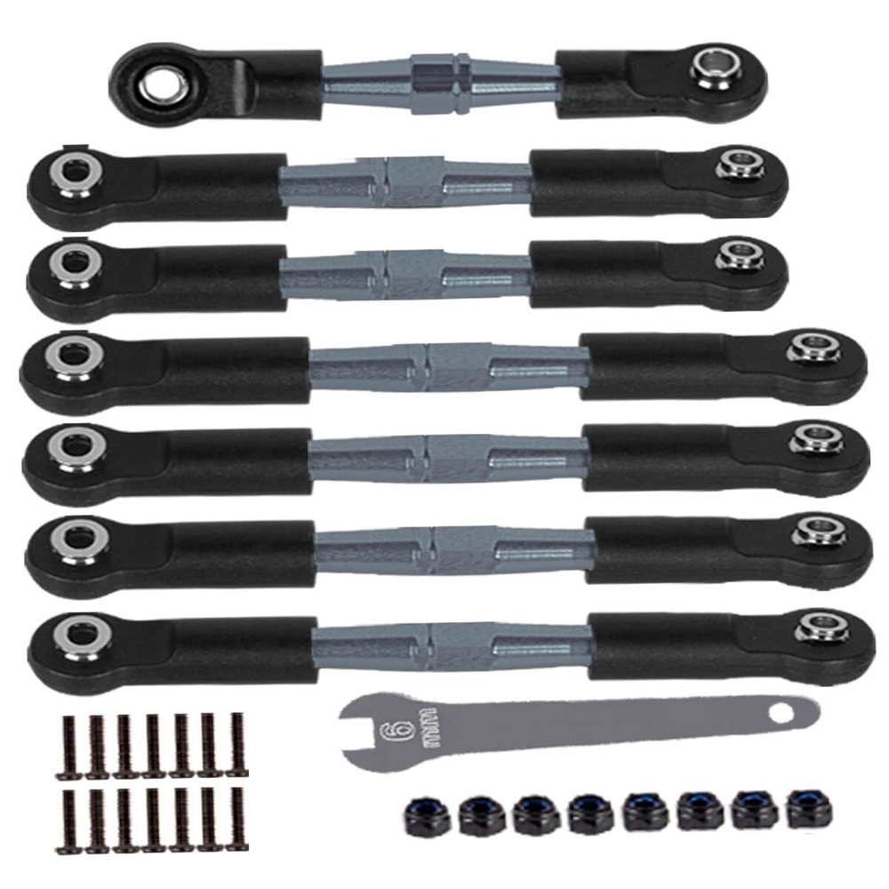 hopsupRC RC Adjustable Turnbuckles Upgrades Part for 1/10 Slash/Rustler/Stampede/Bandit VXL 2WD, Adjustable Turnbuckles Camber Links Toe Link,Titanium7PCS