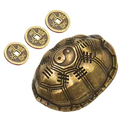 HOLIDYOYO 1set Turtle Shell Divination for Luck Feng Shui Home Decoration Vintage Chinese Charm Tortoise Figurine for Prosperity and Peace