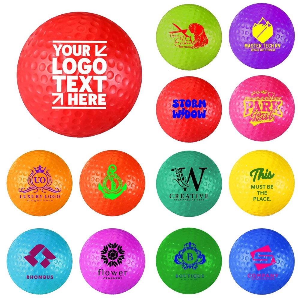 100 Sets of Custom Stress Relief Foam Balls with Logo, Bulk Golf Shape Personalized Foam Balls, Anxiety Stress Relief Stress, Perfect for Office, Travel or Home