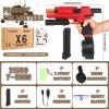 LsuBhef Gel Blaster Toys X6 for Ages 14 & Up and Adults,Full Auto Splatter-Blaster X2 X5 New Upgrade Version with Drum,Long Hopper,Safety Light and Goggles for Activities Team Game,Red view 2