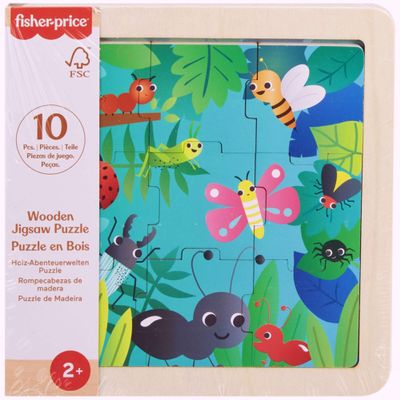 Fisher-Price Wooden Jungle Friends Puzzle Baby Toy for Kids 2 Years and Up