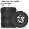RcarmubWow RC 2.2" Beadlock Wheels and Tires for 1/8 1/10 RC Crawler SCX10 III 90046 TRX4 D90,2.2in Beadlock RC Rims 2.2in RC Beadlock Tires,4pcs,Black view 2