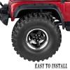 RcarmubWow RC 2.2" Beadlock Wheels and Tires for 1/8 1/10 RC Crawler SCX10 III 90046 TRX4 D90,2.2in Beadlock RC Rims 2.2in RC Beadlock Tires,4pcs,Black view 4