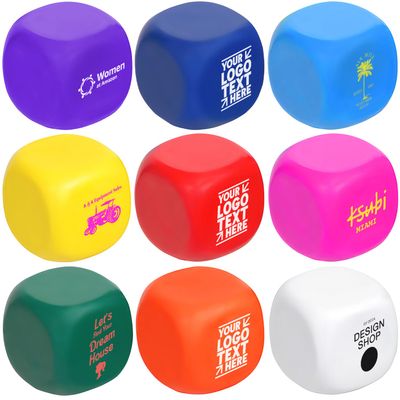 100 Sets Custom Stress Relief Foam Cubes with Logo, Bulk Rounded Square Personalized Hand Squeezers, Professional Anxiety Relief Tools for Corporate Events, Office, Trade Show Promotional Gifts