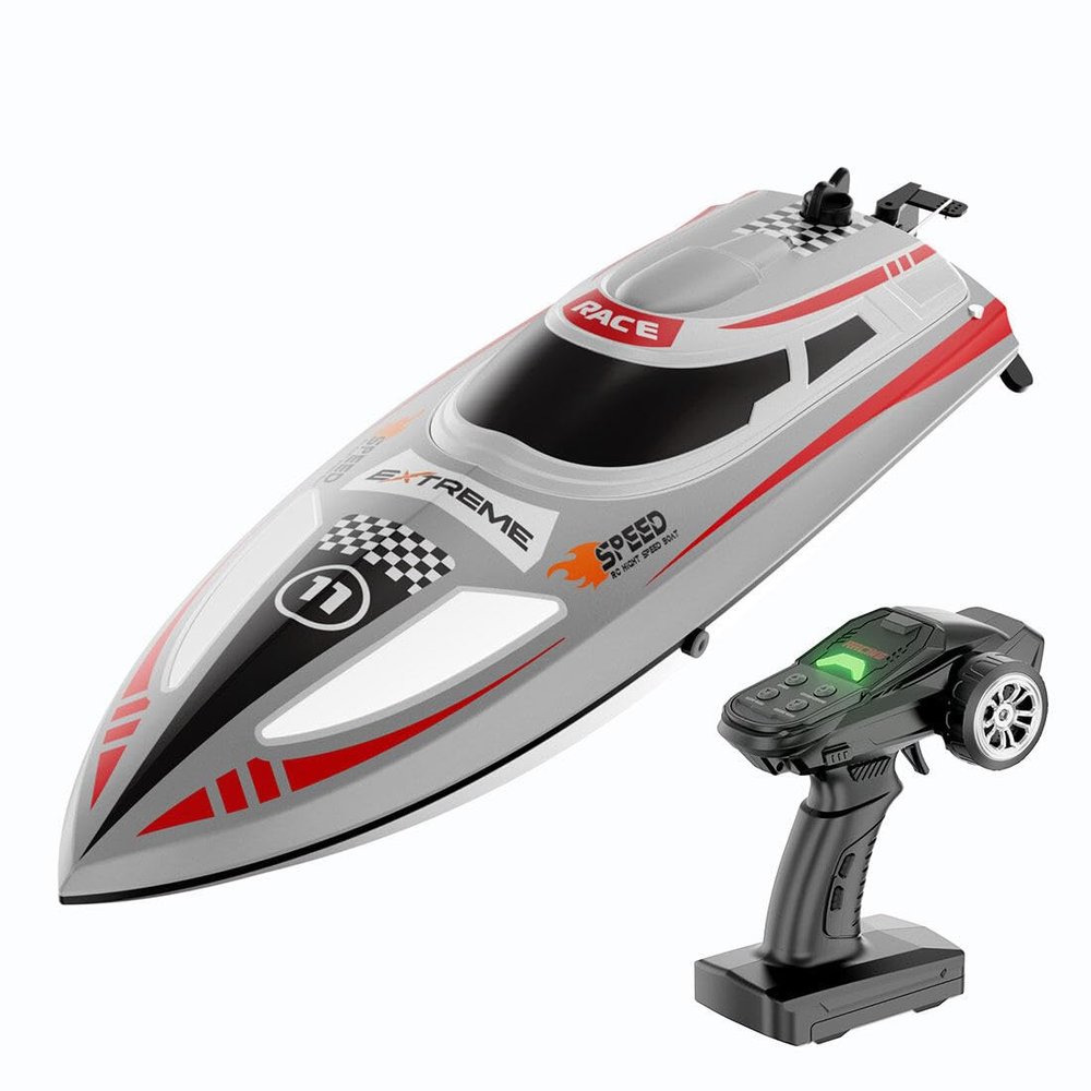 URMODELAND RC Speedboat, 2.4G RC Yacht Boat 30km/h RC Electric Racing Boat Model with Night Navigation Lights, Remote Control Boat Ship for Adults RC Racing Yacht for Pool/Lake-RTR
