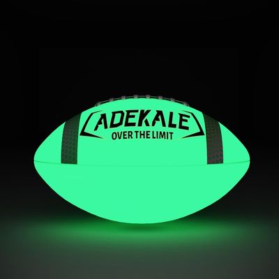 adekale Glow in The Dark Football Size 9 Foot Ball Glowing Football for Boys Girls 8-12 Youths Teens and Adults, Ideal Glow Football Gift for Fans Family and Friends with Pump and Carry Net