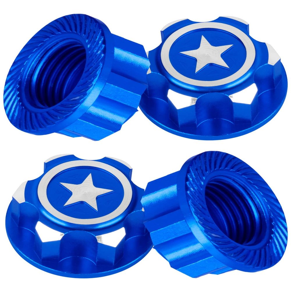 hopsupRC RC 17mm Hex Wheel Nut Upgrade Parts for X-Maxx Summit E-Revo 1/8 RC Buggy Truck Car,Aluminium Dustproof Anti-Skid Mount Cap Hops Up,Navy Blue(4PCS)