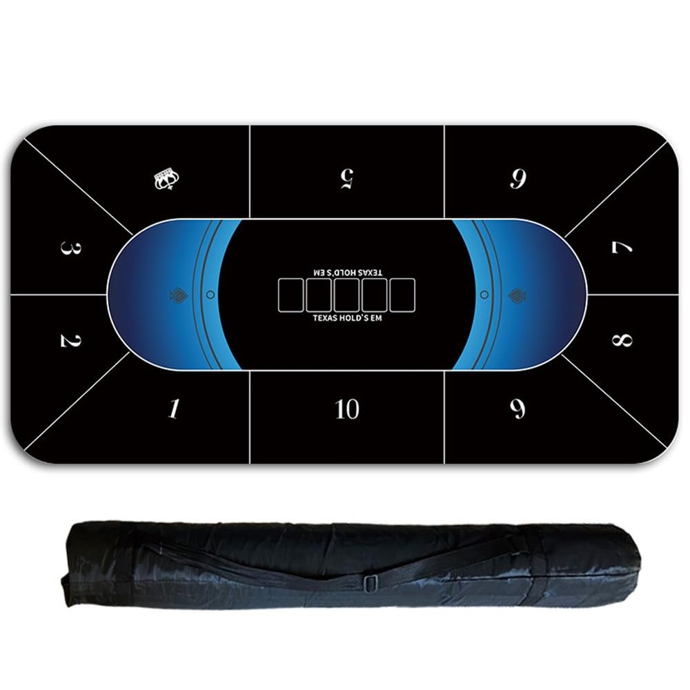 70" x 35" Poker Mat, Texas Hold'em Poker Topper Rubber Mat Up to 10 Players, Poker Table Top Layout with Storage Bag, Poker Topper for Poker Games, Blackjack, Casino