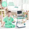 deAO Doctor Kit for Toddlers 3-5, Kids Doctor Playset Toys, Pretend Station Set with Cart, Costume,Stethoscope and Thermometer, Halloween Costume Gift for Boys Girls Role Play (Green) view 2