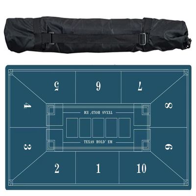 Poker Table Top 70" x 35", 10 Players Texas Hold'em Poker Rubber Mat with Carrying Bag, Folding Poker Topper Layout for Home Game Nights, Texas Hold'em, Blackjack, Casino