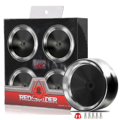REDSPIDER 1.9 Beadlock wheels aluminium1.9 wheels4pcsfor Axial SCX10 UTB10 TRX4 TRX6 Redcat Gen7 Gen8 VS4-10 Wheel hub Upgrade. (Black silver edge)
