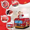 Britik Pop Up Play Tent for Kids Aged 3-5 Years Old Boys and Girls : Fire Truck Tent Playhouse Toy Play Tents for Toddlers 3-5 Kids Tent Indoor Outdoor Playhouse Toys for 3 + Year Old, Fire Truck view 2