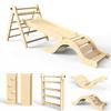 doowroodni Pikler Triangle Set 7in1 Toddler Climbing Toys Indoor Foldable Baby Climbing Toys Wooden Montessori Climbing Set with Arch, Ramp, Ladder for 1-3 Years, Jungle Gym for Kids (Natural) view 1