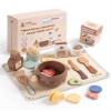 ROBUD 31-Piece Wooden Play Food Set for Kids - Coconut Oats Montessori Kitchen Toys, Educational Pretend Play Dishes with Accessories for Toddlers view 1