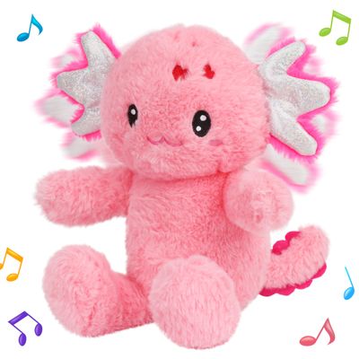 Cuteoy Talking Axolotl Repeat What You Say Musical Stuffed Animal Shaking Singing Plush Toy Electric Interactive Animated Salamander Plushies for Kids Girls Boys Birthday