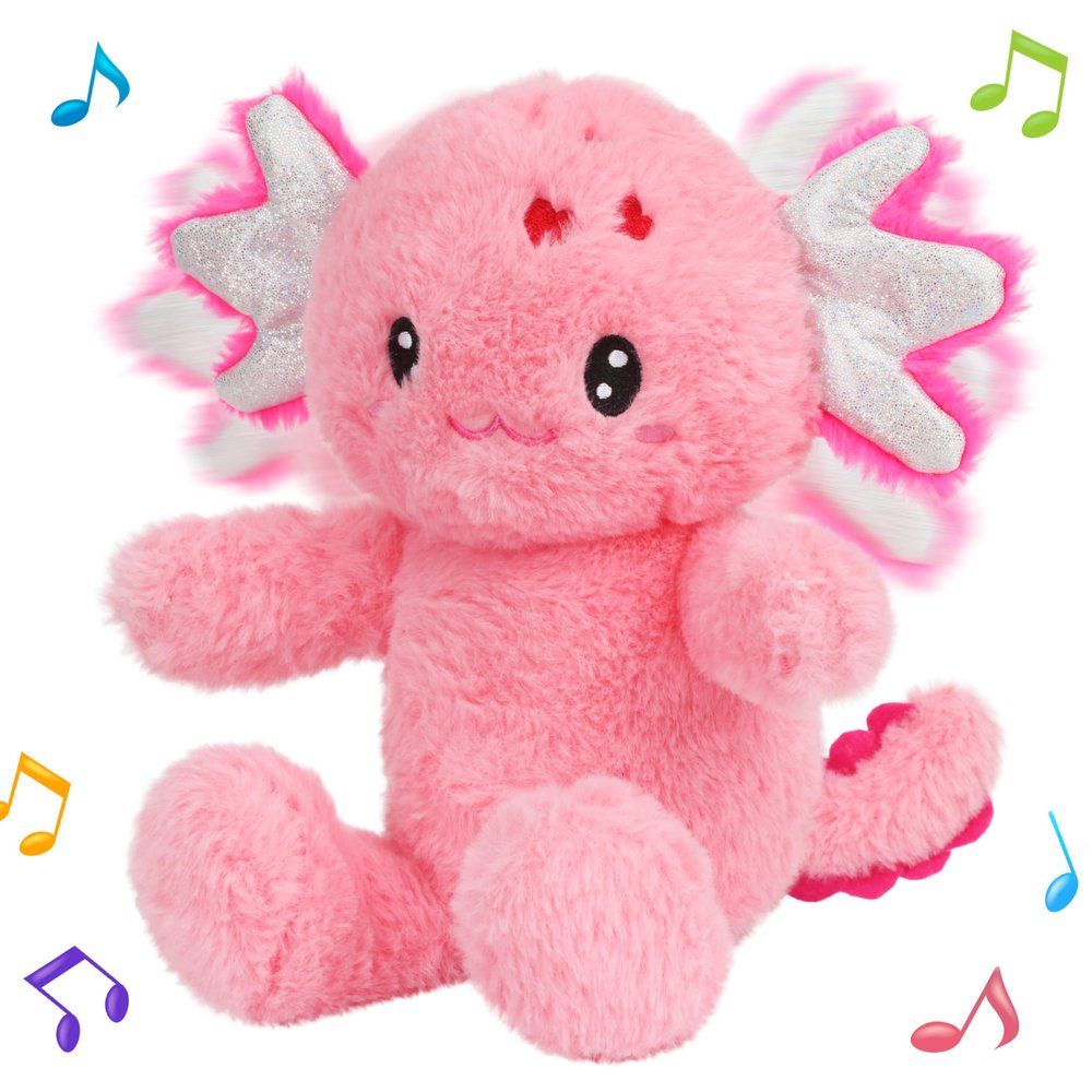Cuteoy Talking Axolotl Repeat What You Say Musical Stuffed Animal Shaking Singing Plush Toy Electric Interactive Animated Salamander Plushies for Kids Girls Boys Birthday