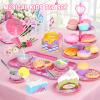 Tea Party Set for Toddles 3-5,PRE-WORLD Musical Kids Tea Set for Little Girls with Dessert,Cookies,Doughnut,Cake,Cake Stand,Tablecloth & Carrying Case,Kitchen Pretend Play Toys for Girls Boys Age 3-6 view 2