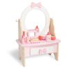Wooden Vanity Set for Kids, Pretend Play Toddler Makeup Vanity Table Toys with 360 Rotatable Mirror, Beauty Salon Set Includes Makeup Accessories, Little Girls Gift Age 3+ (White) view 1