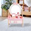 Wooden Vanity Set for Kids, Pretend Play Toddler Makeup Vanity Table Toys with 360 Rotatable Mirror, Beauty Salon Set Includes Makeup Accessories, Little Girls Gift Age 3+ (White) view 2