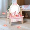 Wooden Vanity Set for Kids, Pretend Play Toddler Makeup Vanity Table Toys with 360 Rotatable Mirror, Beauty Salon Set Includes Makeup Accessories, Little Girls Gift Age 3+ (White) view 3